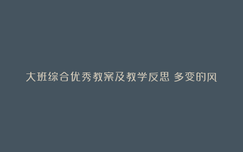 大班综合优秀教案及教学反思《多变的风》