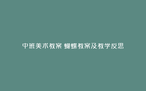 中班美术教案：蝴蝶教案及教学反思