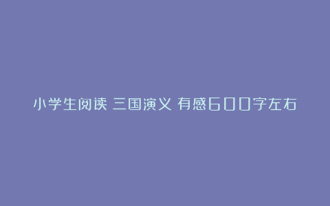 小学生阅读《三国演义》有感600字左右