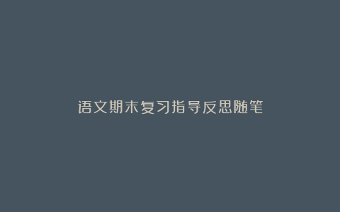 语文期末复习指导反思随笔