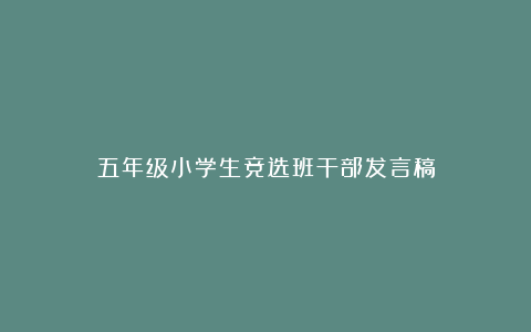 五年级小学生竞选班干部发言稿