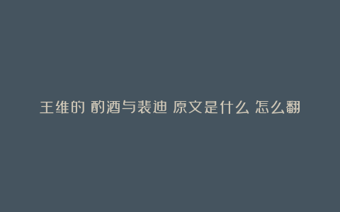 王维的《酌酒与裴迪》原文是什么？怎么翻译？