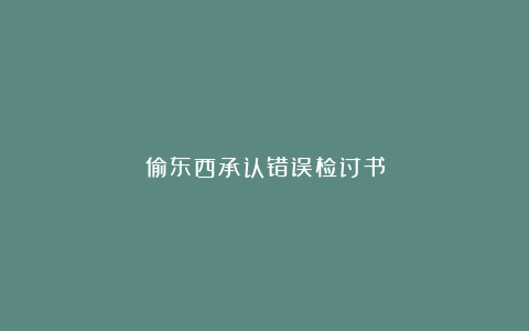 偷东西承认错误检讨书