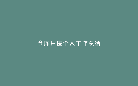 仓库月度个人工作总结