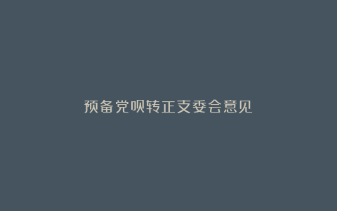 预备党员转正支委会意见