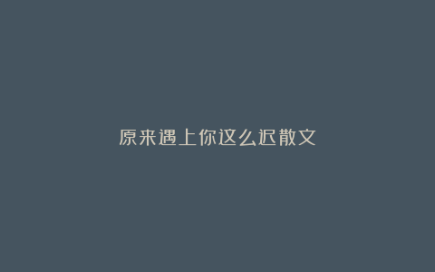 原来遇上你这么迟散文