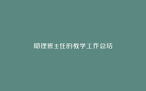 助理班主任的教学工作总结