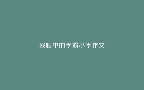 我眼中的学霸小学作文