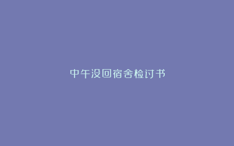 中午没回宿舍检讨书