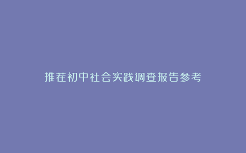 推荐初中社会实践调查报告参考