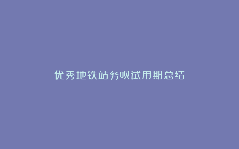 优秀地铁站务员试用期总结