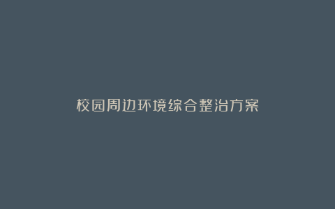 校园周边环境综合整治方案