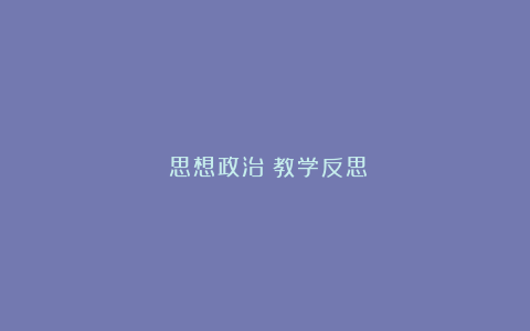 《思想政治》教学反思