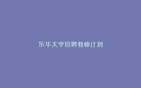 东华大学招聘教师计划