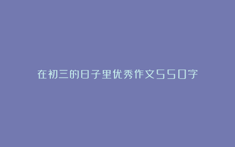 在初三的日子里优秀作文550字