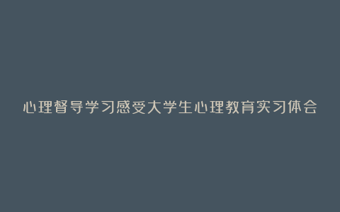 心理督导学习感受大学生心理教育实习体会