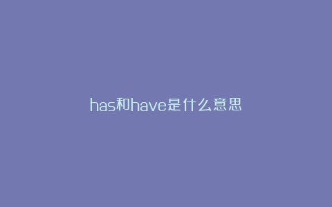 has和have是什么意思