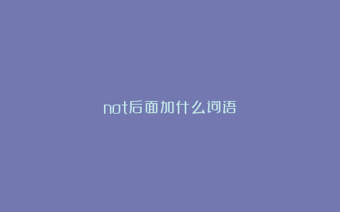 not后面加什么词语