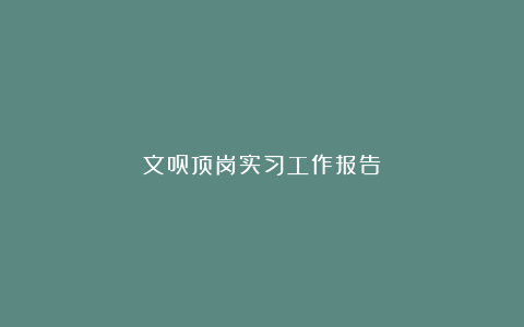 文员顶岗实习工作报告