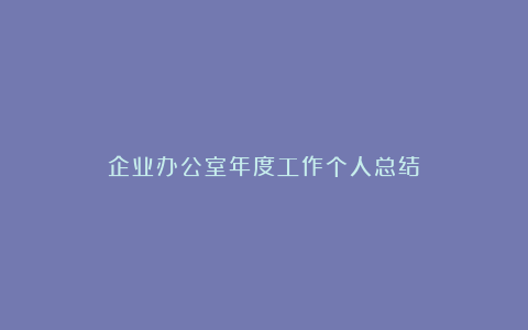 企业办公室年度工作个人总结