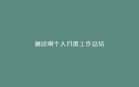 测试员个人月度工作总结