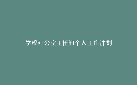 学校办公室主任的个人工作计划