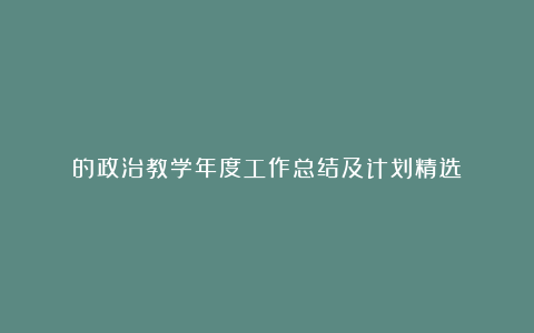 的政治教学年度工作总结及计划精选