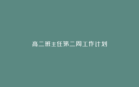 高二班主任第二周工作计划