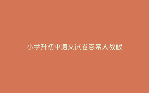 小学升初中语文试卷答案人教版