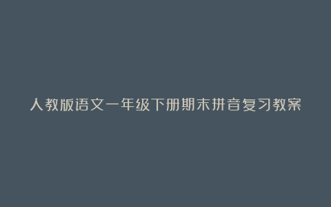 人教版语文一年级下册期末拼音复习教案