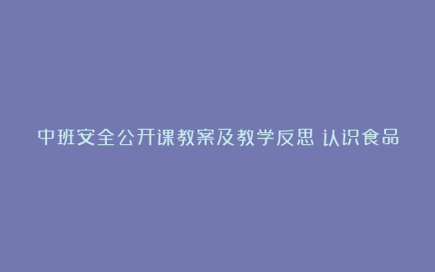 中班安全公开课教案及教学反思《认识食品包装上的标志》