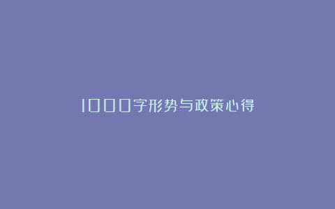 1000字形势与政策心得