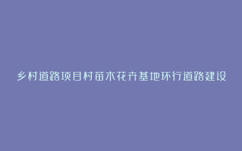 乡村道路项目村苗木花卉基地环行道路建设资金申请