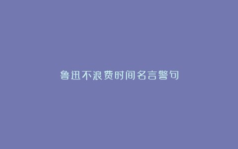 鲁迅不浪费时间名言警句