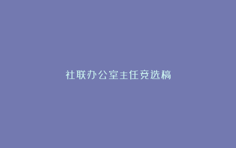 社联办公室主任竞选稿