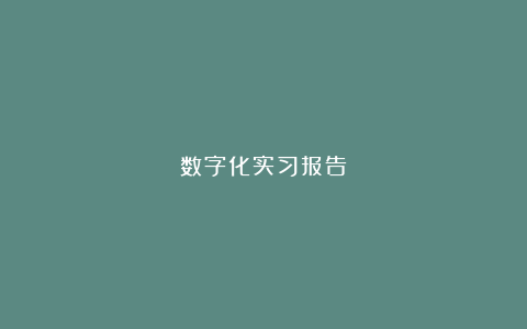 数字化实习报告