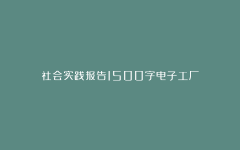 社会实践报告1500字电子工厂