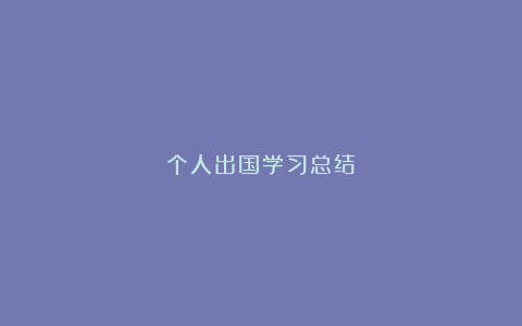 个人出国学习总结