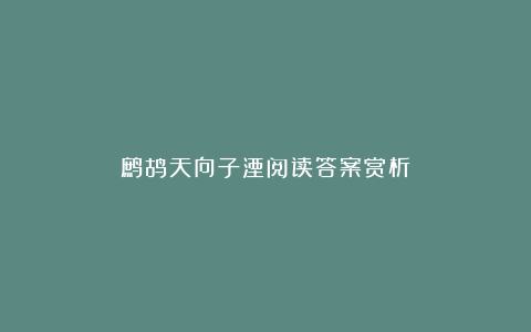 鹧鸪天向子湮阅读答案赏析