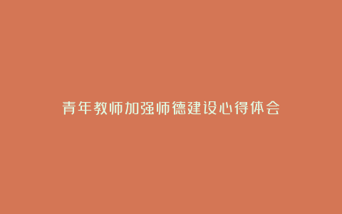 青年教师加强师德建设心得体会