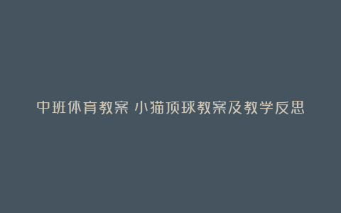 中班体育教案：小猫顶球教案及教学反思