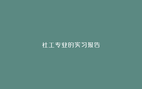 社工专业的实习报告