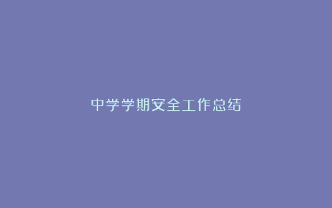 中学学期安全工作总结