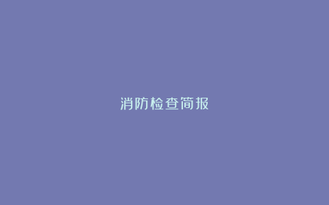 消防检查简报