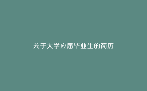 关于大学应届毕业生的简历