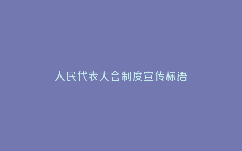 人民代表大会制度宣传标语