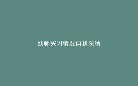 幼师实习情况自我总结