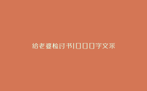 给老婆检讨书1000字文采