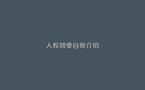 入校团委自我介绍