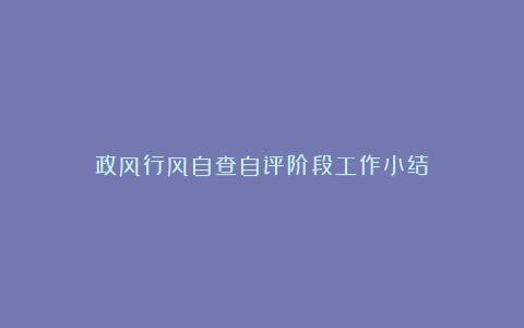 政风行风自查自评阶段工作小结